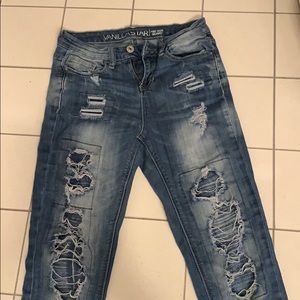 Mid rise blue denim jeans